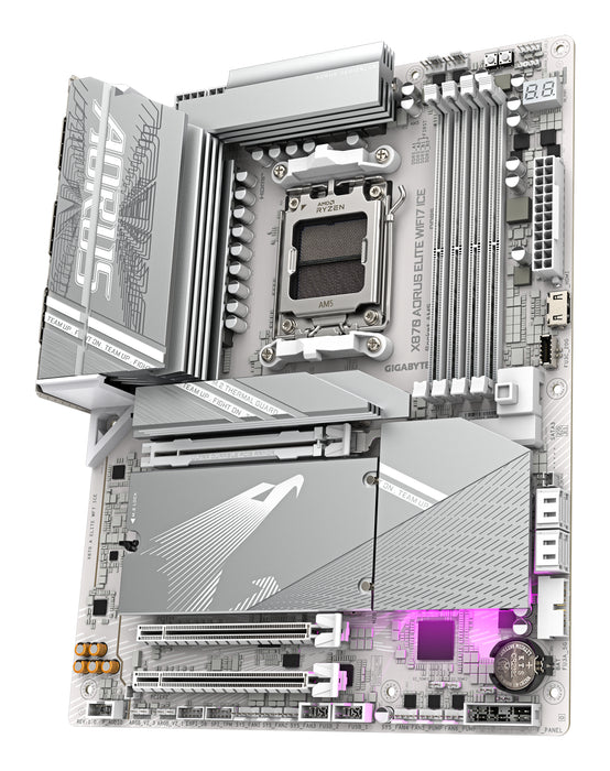 GIGABYTE X870 AORUS ELITE WIFI7 ICE Motherboard - Supports AMD Ryzen 9000 CPUs, 16+2+2 Phases Digital VRM, up to 8200MHz DDR5 (OC), 3xPCIe 5.0 + 1xPCIe 4.0, Wi-Fi 7, 2.5GbE LAN, USB 4
