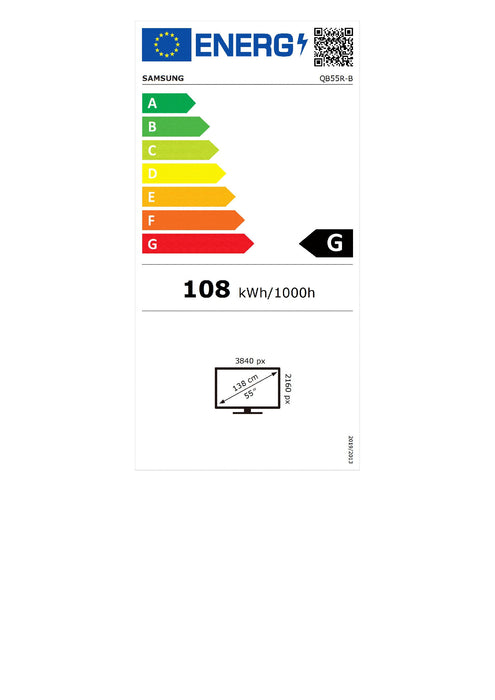 Samsung QB55R-B Digital signage flat panel 138.7 cm (54.6") TFT Wi-Fi 350 cd/m² 4K Ultra HD Black Built-in processor Tizen 4.0