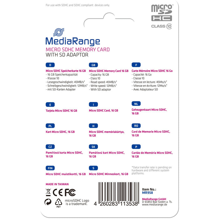 MediaRange MR958 memory card