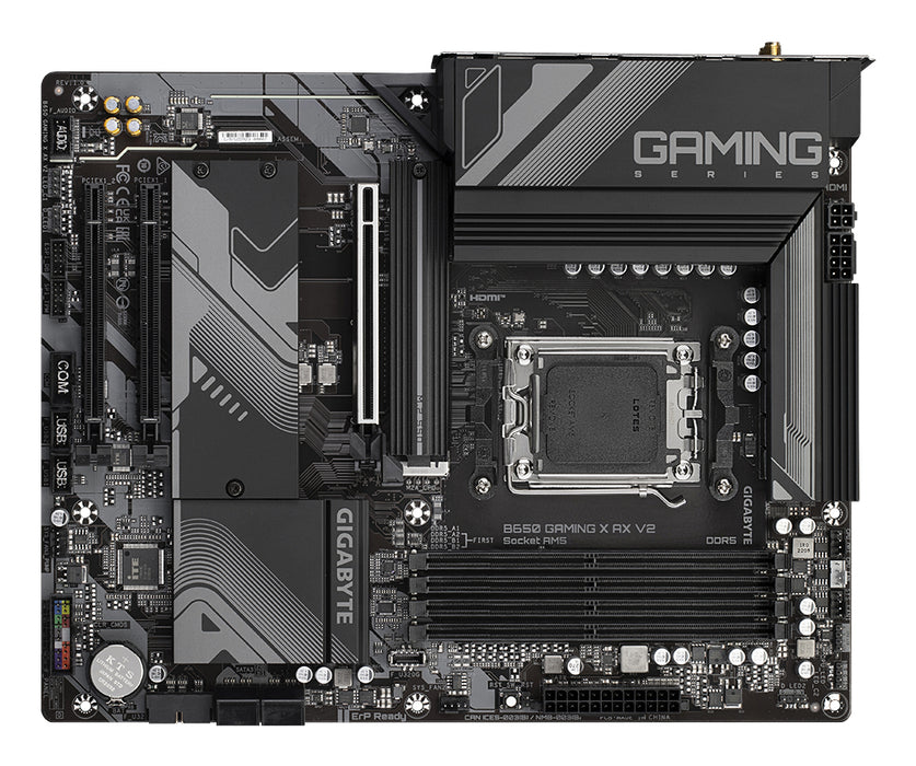 GIGABYTE B650 GAMING X AX V2 Motherboard - AMD Ryzen 9000 Series CPUs, 8+2+2 Phases VRM, up to 8000MHz DDR5 (OC), 1xPCIe 5.0 + 2xPCIe 4.0 M.2, 2.5GbE LAN, WIFI 6E, USB 3.2 Gen 2